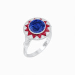 Load image into Gallery viewer, Art Deco Style Star Design Ring With Round Gemstone - Shahin Jewelry
