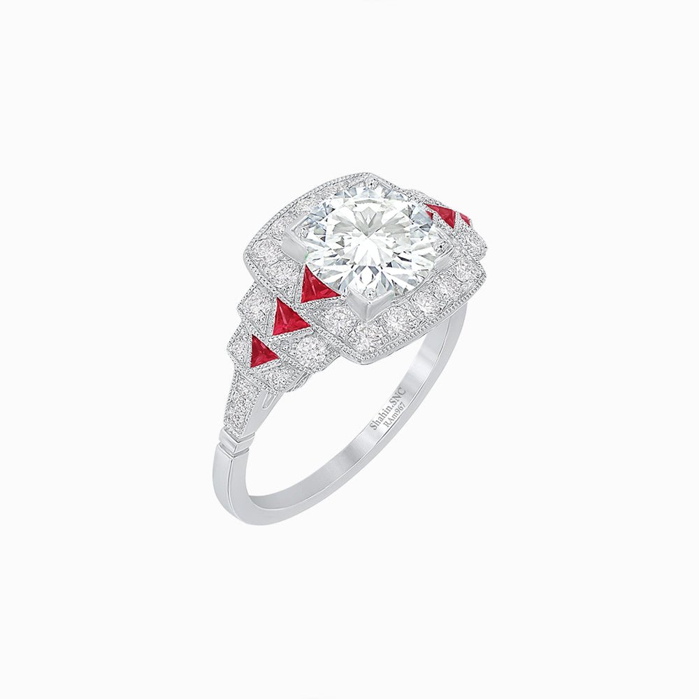 Art Deco Style Stepped Down Diamond Ring - Shahin Jewelry