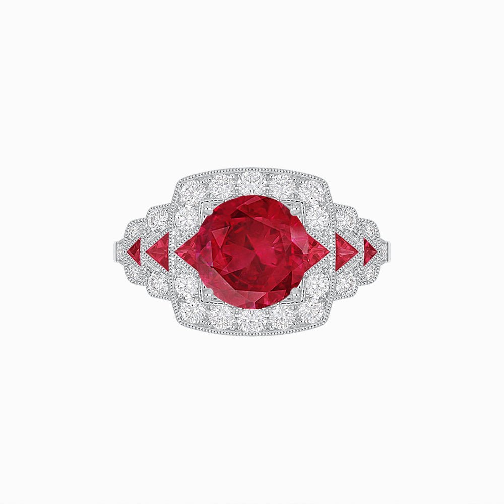 Art Deco Style Stepped Down Ring with Gemstone - Shahin Jewelry