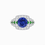 Load image into Gallery viewer, Art Deco Style Stepped Down Ring with Gemstone - Shahin Jewelry
