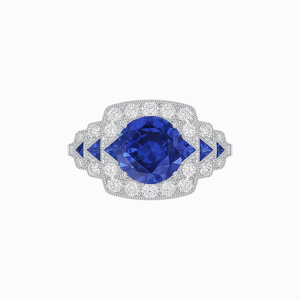 Art Deco Style Stepped Down Ring with Gemstone - Shahin Jewelry