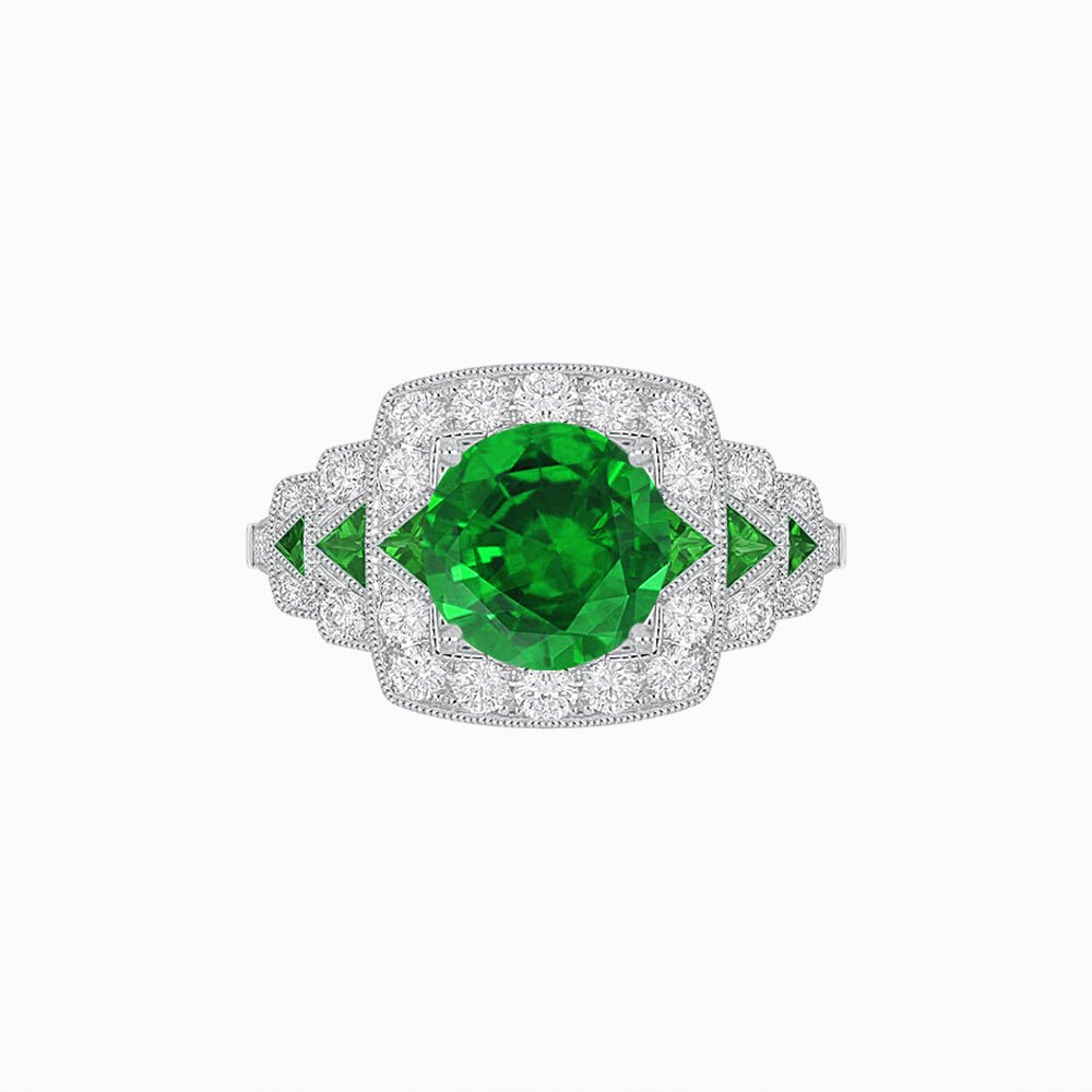 Art Deco Style Stepped Down Ring with Gemstone - Shahin Jewelry