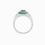 Load image into Gallery viewer, Art Deco Style Swirl Ring with Round Center Stone and Calibre-Cut Gemstone Accents - Shahin Jewelry