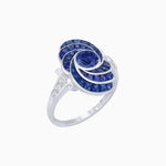 Load image into Gallery viewer, Art Deco Style Swirl Ring with Round Center Stone and Calibre-Cut Gemstone Accents - Shahin Jewelry