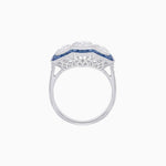 Load image into Gallery viewer, Art Deco Style Three-Stone Engagement Ring with Diamond and Gemstones - Shahin Jewelry