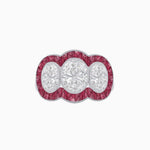 Load image into Gallery viewer, Art Deco Style Three-Stone Engagement Ring with Diamond and Gemstones - Shahin Jewelry