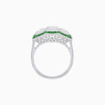 Load image into Gallery viewer, Art Deco Style Three-Stone Engagement Ring with Diamond and Gemstones - Shahin Jewelry