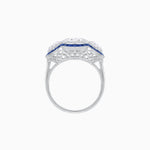 Load image into Gallery viewer, Art Deco Style Three - Stone Engagement Ring with Diamond and Gemstones - Shahin Jewelry
