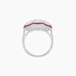 Load image into Gallery viewer, Art Deco Style Three-Stone Engagement Ring with Diamond and Gemstones - Shahin Jewelry