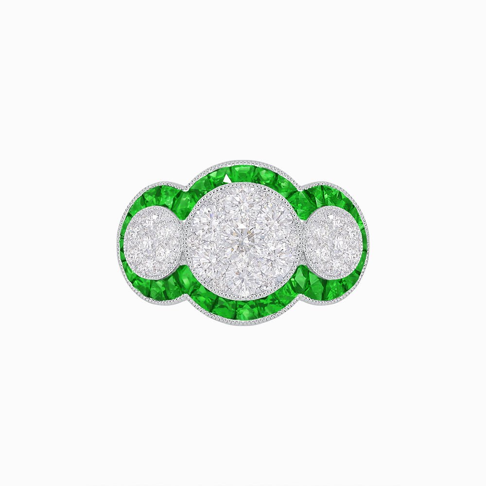 Art Deco Style Trilogy Illusion Setting Ring with Diamond - Shahin Jewelry