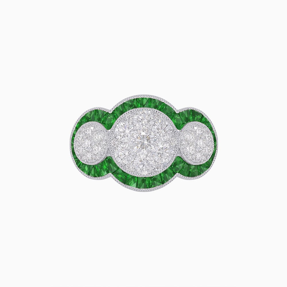 Art Deco Style Trilogy Illusion Setting Ring with Diamond - Shahin Jewelry