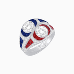 Load image into Gallery viewer, Art Deco Style Two-Ring Set with Round Center Stones and French-Cut Gemstone Accents - Shahin Jewelry