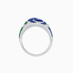 Load image into Gallery viewer, Art Deco Style Two-Ring Set with Round Center Stones and French-Cut Gemstone Accents - Shahin Jewelry