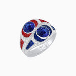 Load image into Gallery viewer, Art Deco Style Two-Ring Set with Round Center Stones and French-Cut Gemstone Accents - Shahin Jewelry