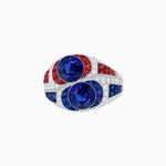 Load image into Gallery viewer, Art Deco Style Two-Ring Set with Round Center Stones and French-Cut Gemstone Accents - Shahin Jewelry
