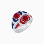 Load image into Gallery viewer, Art Deco Style Two-Ring Set with Round Center Stones and French-Cut Gemstone Accents - Shahin Jewelry
