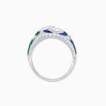Load image into Gallery viewer, Art Deco Style Two-Ring Set with Round Center Stones and French-Cut Gemstone Accents - Shahin Jewelry