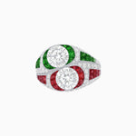Load image into Gallery viewer, Art Deco Style Two-Ring Set with Round Center Stones and French-Cut Gemstone Accents - Shahin Jewelry