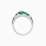 Load image into Gallery viewer, Art Deco Style Two-Ring Set with Round Center Stones and French-Cut Gemstone Accents - Shahin Jewelry