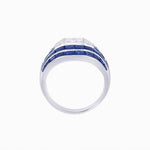 Load image into Gallery viewer, Art Deco - Style Wide Band Mounting with Channel - Set French - Cut Accents Custom Center Stone | Bold Geometry | Hand - Finished Craftsmanship - Shahin Jewelry
