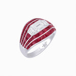 Load image into Gallery viewer, Art Deco - Style Wide Band Mounting with Channel - Set French - Cut Accents Custom Center Stone | Bold Geometry | Hand - Finished Craftsmanship - Shahin Jewelry

