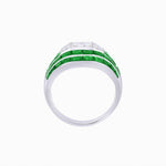 Load image into Gallery viewer, Art Deco - Style Wide Band Mounting with Channel - Set French - Cut Accents Custom Center Stone | Bold Geometry | Hand - Finished Craftsmanship - Shahin Jewelry
