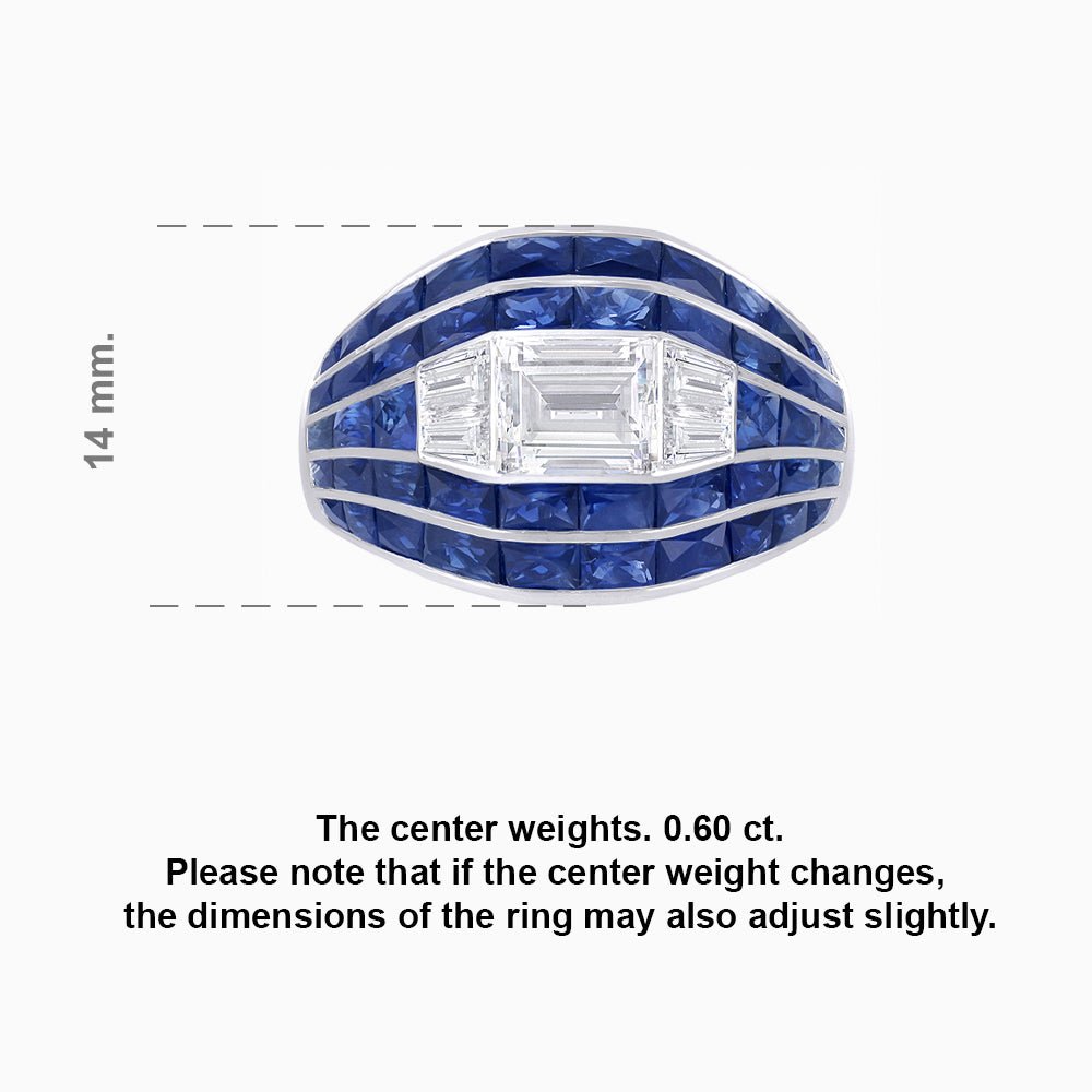 Art Deco - Style Wide Band Mounting with Channel - Set French - Cut Accents Custom Center Stone | Bold Geometry | Hand - Finished Craftsmanship - Shahin Jewelry
