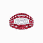 Load image into Gallery viewer, Art Deco - Style Wide Band Mounting with Channel - Set French - Cut Accents Custom Center Stone | Bold Geometry | Hand - Finished Craftsmanship - Shahin Jewelry
