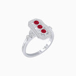 Load image into Gallery viewer, Art Deco Three - Stone Plaque Ring with Diamond Pavé Frame - Shahin Jewelry