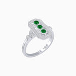 Load image into Gallery viewer, Art Deco Three - Stone Plaque Ring with Diamond Pavé Frame - Shahin Jewelry