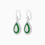 Load image into Gallery viewer, Art Deco–Inspired Double Halo Pear - Shaped Drop Earrings with Diamond and Gemstones Mounting - Shahin Jewelry

