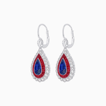 Load image into Gallery viewer, Art Deco–Inspired Double Halo Pear - Shaped Drop Earrings with Diamond and Gemstones Mounting - Shahin Jewelry
