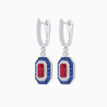 Load image into Gallery viewer, Art Deco–Inspired Mounting Emerald Cut Drop Earrings with Diamonds and Gemstones - Shahin Jewelry
