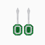 Load image into Gallery viewer, Art Deco–Inspired Mounting Emerald Cut Drop Earrings with Diamonds and Gemstones - Shahin Jewelry
