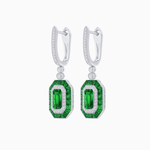 Load image into Gallery viewer, Art Deco–Inspired Mounting Emerald Cut Drop Earrings with Diamonds and Gemstones - Shahin Jewelry
