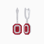Load image into Gallery viewer, Art Deco–Inspired Mounting Emerald Cut Drop Earrings with Diamonds and Gemstones - Shahin Jewelry

