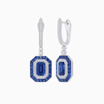 Load image into Gallery viewer, Art Deco–Inspired Mounting Emerald Cut Drop Earrings with Diamonds and Gemstones - Shahin Jewelry
