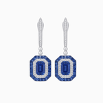 Load image into Gallery viewer, Art Deco–Inspired Mounting Emerald Cut Drop Earrings with Diamonds and Gemstones - Shahin Jewelry
