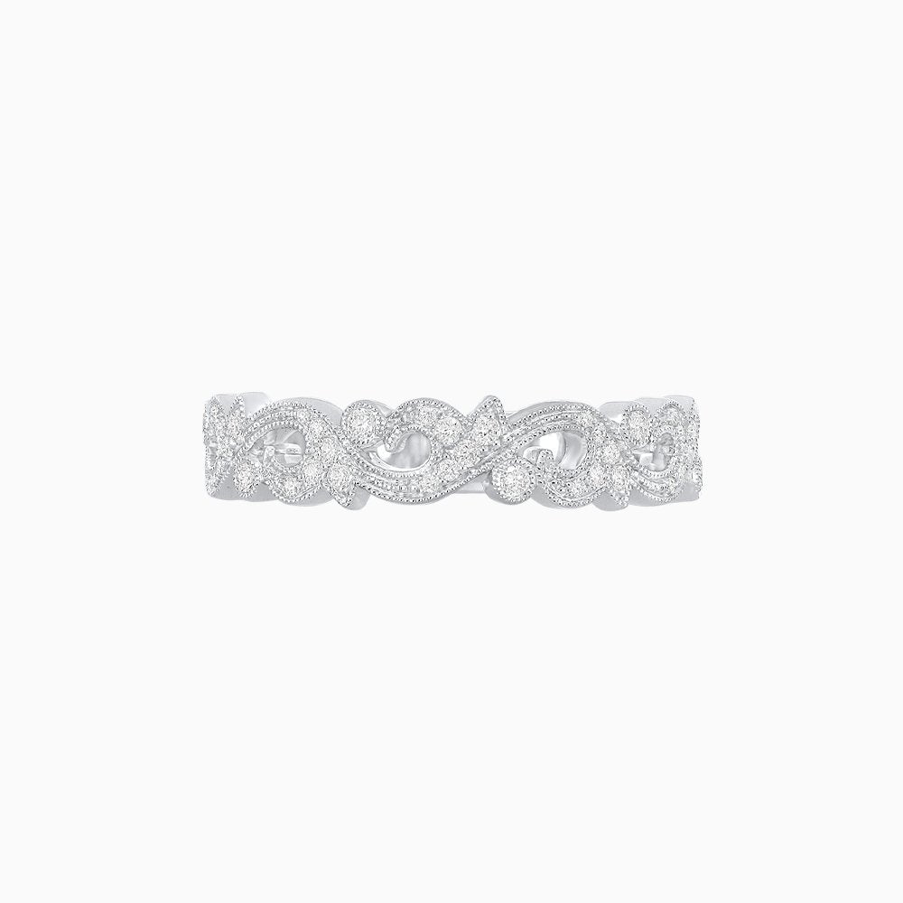 Art Nouveau Inspired Diamond Floral Wedding Band - Shahin Jewelry