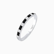 Baguette Brilliance , Onyx and Diamond Channel Set Ring - Shahin Jewelry