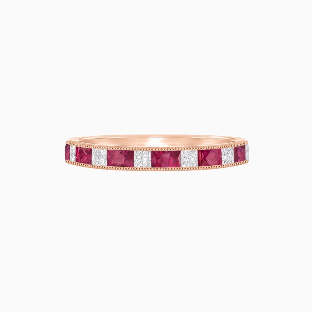 Baguette Brilliance , Ruby and Diamond Channel Set Ring - Shahin Jewelry