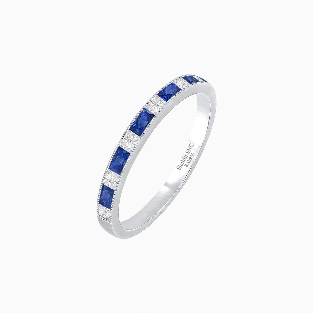Baguette Brilliance; Sapphire and Diamond Channel Set Ring - Shahin Jewelry