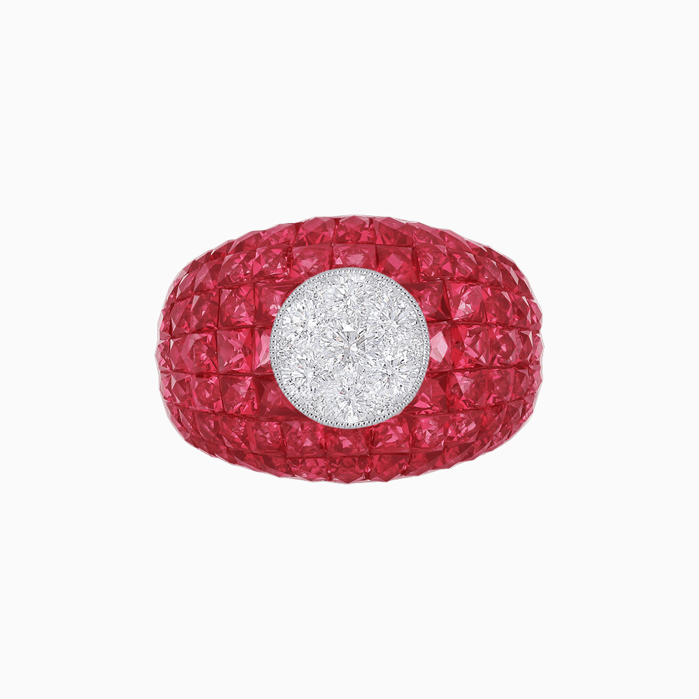 Bombay Illusion Diamond Ring with Gemstone - Shahin Jewelry