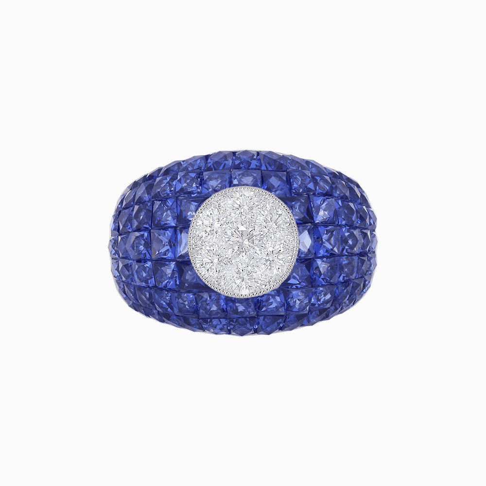 Bombay Illusion Diamond Ring with Gemstone - Shahin Jewelry