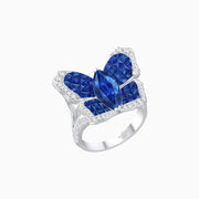 Butterfly Inspired Marquise Cocktail Ring with Invisible-Set Calibré-Cut Gemstones - Shahin Jewelry
