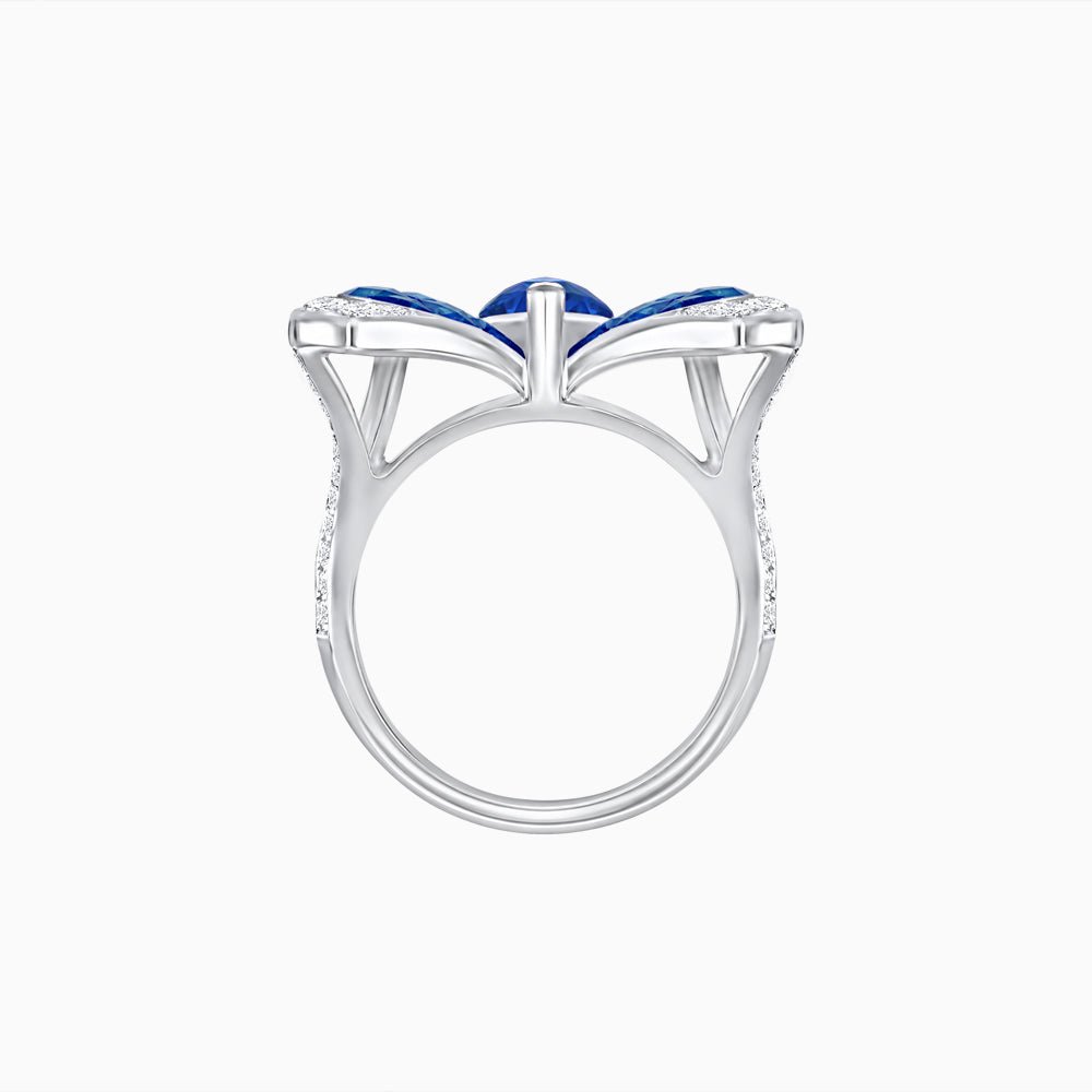 Butterfly Inspired Marquise Cocktail Ring with Invisible-Set Calibré-Cut Gemstones - Shahin Jewelry