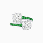 Load image into Gallery viewer, Bypass Toi et Moi Ring with Cushion Cut Gemstones and French-Cut Accents - Shahin Jewelry