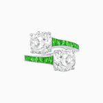 Load image into Gallery viewer, Bypass Toi et Moi Ring with Cushion Cut Gemstones and French-Cut Accents - Shahin Jewelry