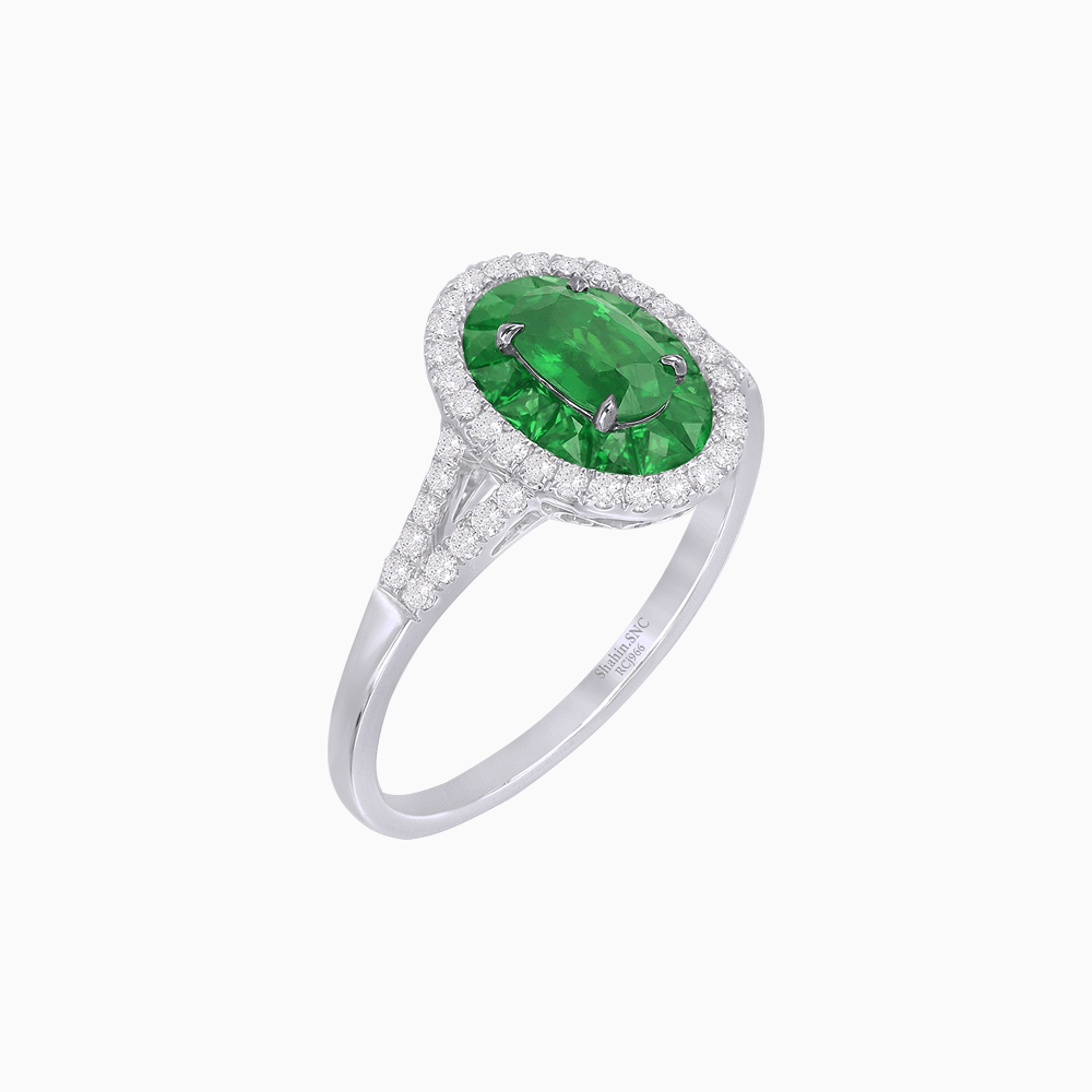 Classic Split Shank Halo Ring Mounting for an Oval Cut Stone - Shahin Jewelry