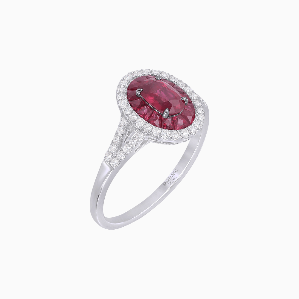 Classic Split Shank Halo Ring Mounting for an Oval Cut Stone - Shahin Jewelry